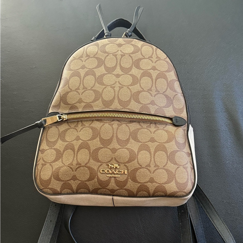 Coach Tan and Brown Signature Backpack